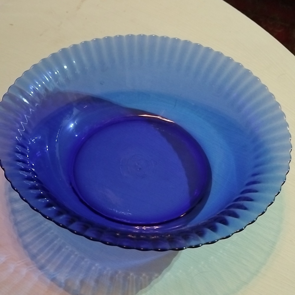 1960's Colorex Cobalt Blue Fluted Bowl Made in Brazil - Serving Bowl -